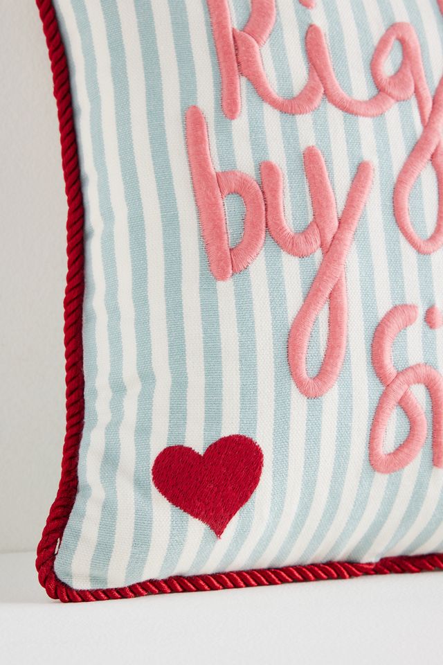 L&Clay Cotton Embroidered Text Cushion #3