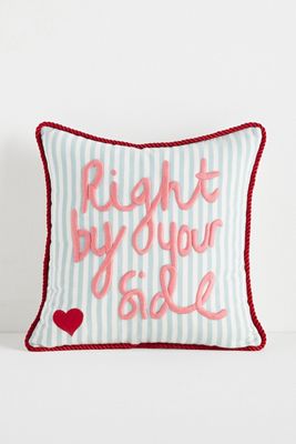 L&Clay Cotton Embroidered Text Cushion