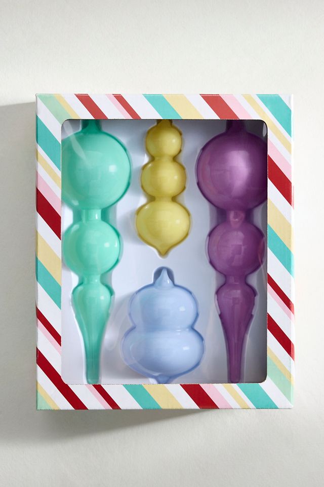 Good Cheer Finial Glass Ornaments, Set of 4 #3