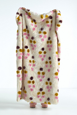 Anthropologie Dottie Jacquard Patterned Faux-fur Throw Blanket In Multi