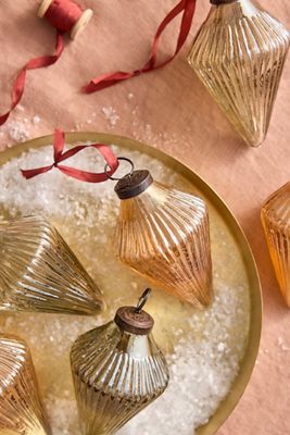 Luster Finial Glass Ornaments, Set of 6