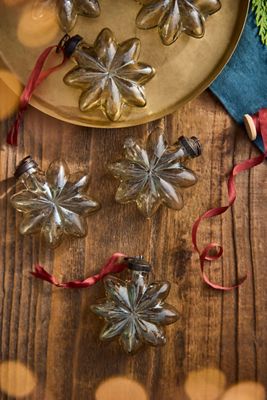 Luster Star Glass Ornaments, Set of 6