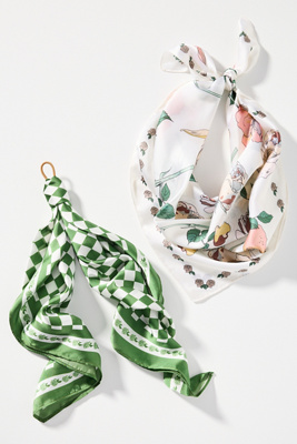By Anthropologie Summer Fruits Printed Hair Scarves, Set Of 2