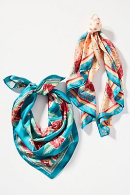 Summer Fruits Printed Hair Scarves, Set of 2