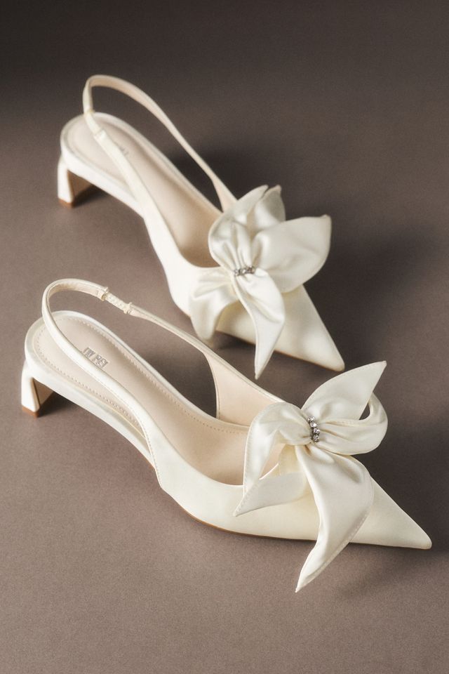 JW PEI Queena Floral Appliqué Slingback Kitten Heels #2