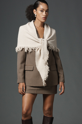 By Anthropologie Fringed Triangle Wrap In Neutral
