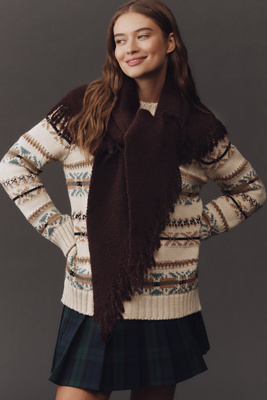 By Anthropologie Fringed Triangle Wrap In Purple