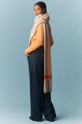 By Anthropologie Brushed Fringe Scarf In Brown