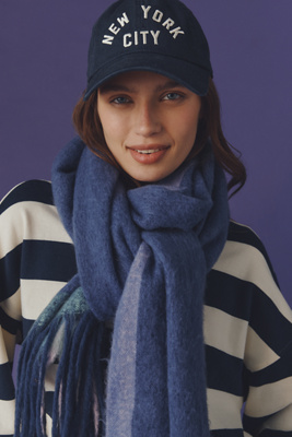 By Anthropologie Brushed Wool Fringe Scarf In Blue