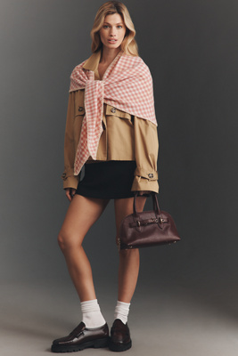 By Anthropologie Large Gingham Triangle Scarf In Multi