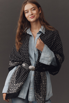 By Anthropologie The Great Big Bandana Scarf  In Gray