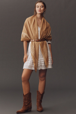 By Anthropologie The Great Big Bandana Scarf  In Gold