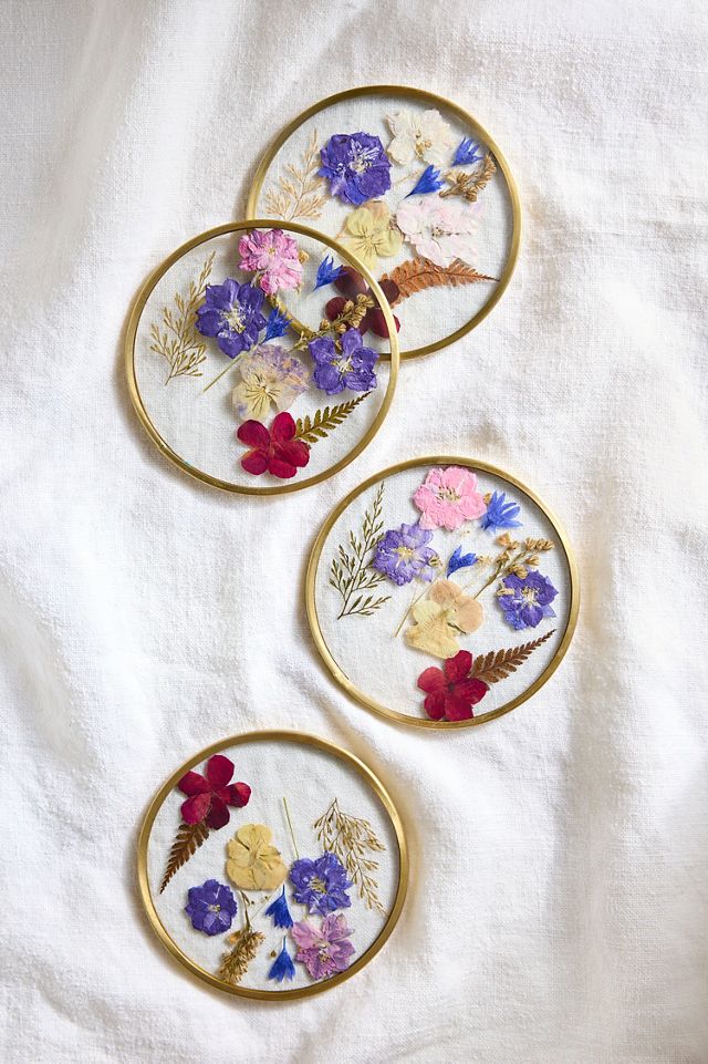 Pressed Floral Coasters, Set of 4 #2