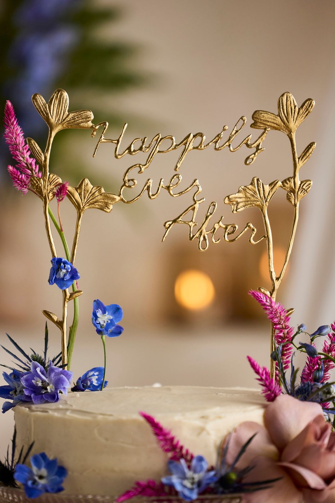 Happily Ever After Brass Cake Topper - Gold, One Size