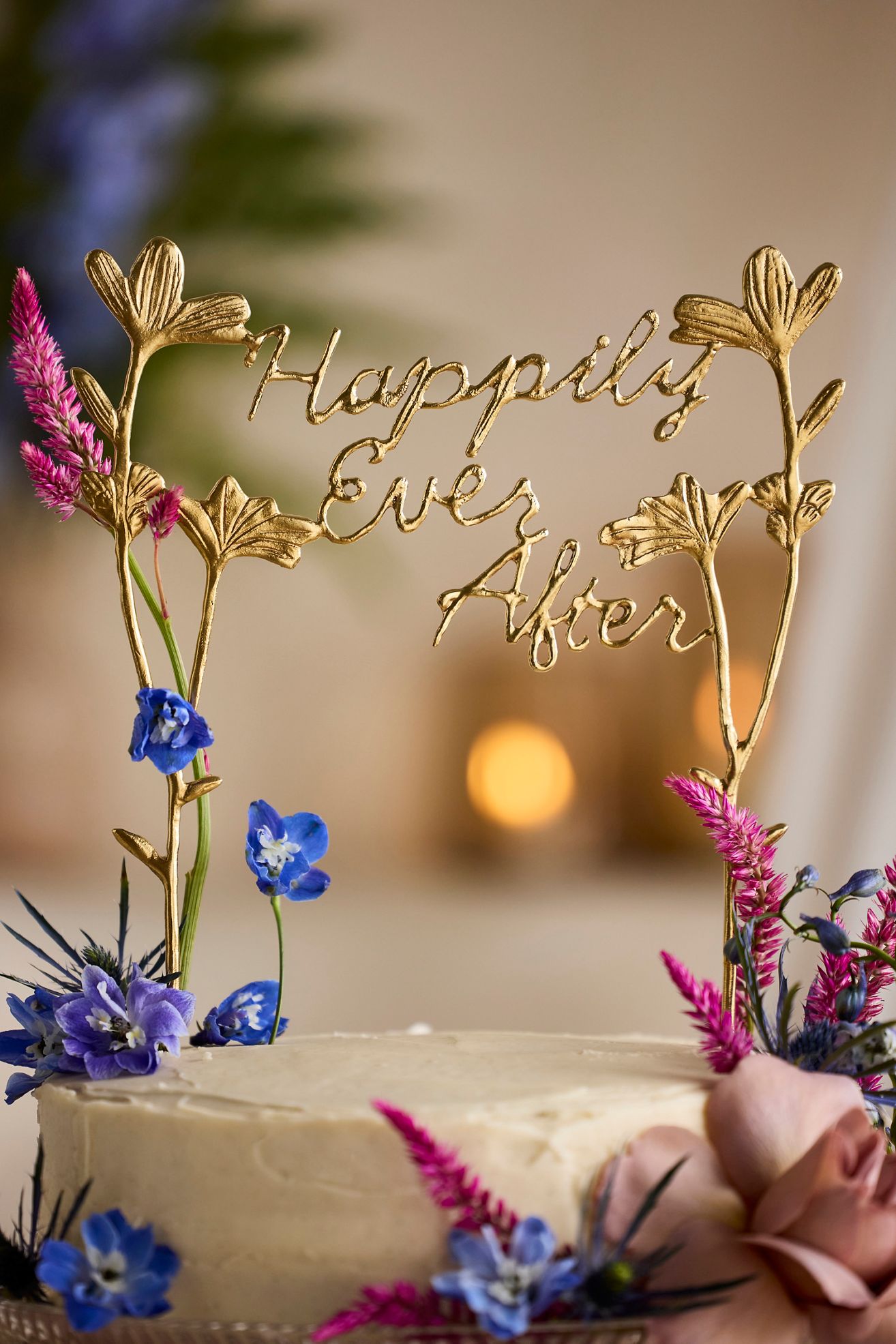 Happily Ever After Brass Cake Topper - Gold, Standard, One Size