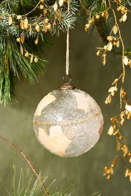 Terrain Pressed Leaves Glass Globe Ornament