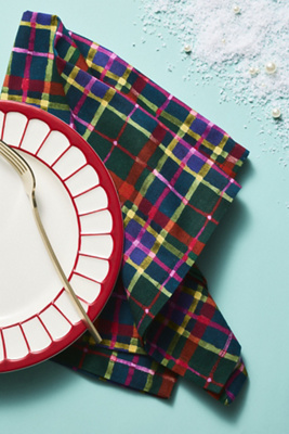 Anthropologie Tartan Cotton Napkins, Set Of 4 In Multi