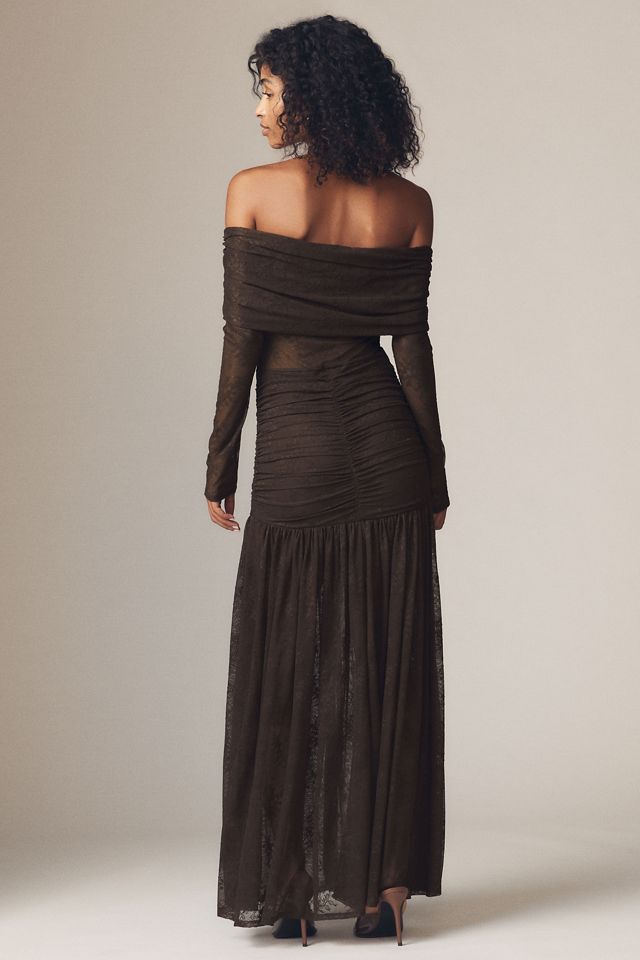 AFRM Emmeline Off-the-Shoulder Long-Sleeve Lace Maxi Dress #1