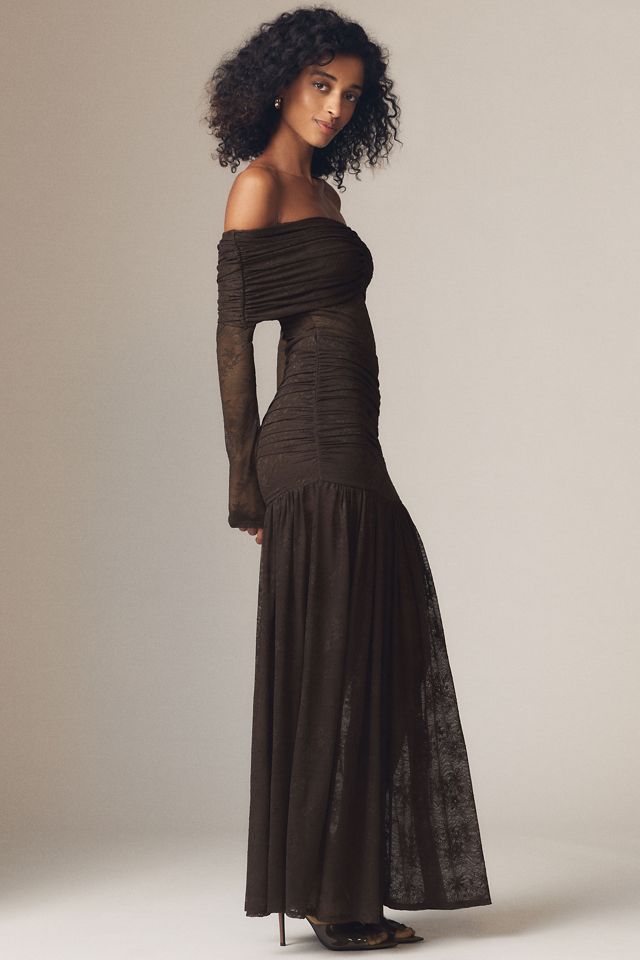 AFRM Emmeline Off-the-Shoulder Long-Sleeve Lace Maxi Dress #3