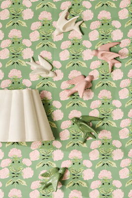 Anthropologie Flying Birds Ceramic Gallery Wall Charms, Set Of 2 In Green