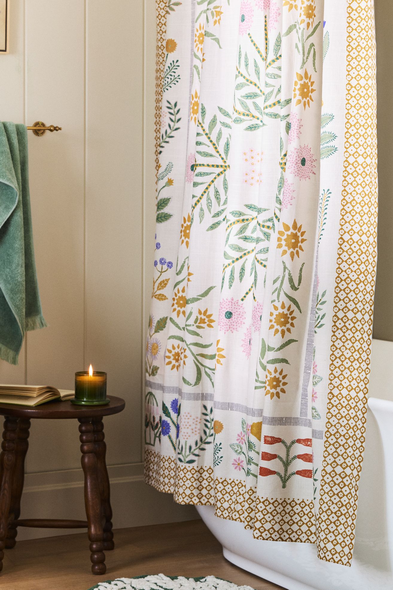 Ellen Merchant Floral-Printed Organic Cotton Shower Curtain - Multi, 72" X 72"