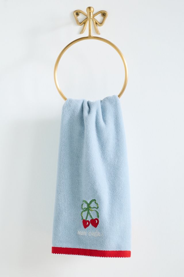 Valentines Day Cotton Embroidered Hand Towel | Anthropologie