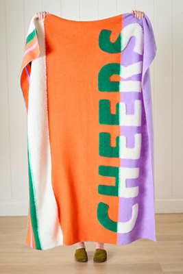 Anthropologie Juno Wool Blend Sherpa Fleece Throw Blanket In Multi