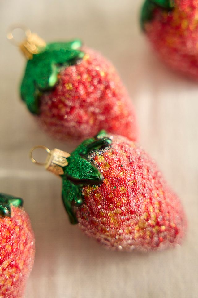 Strawberry Glass Ornaments, Set of 4 #1