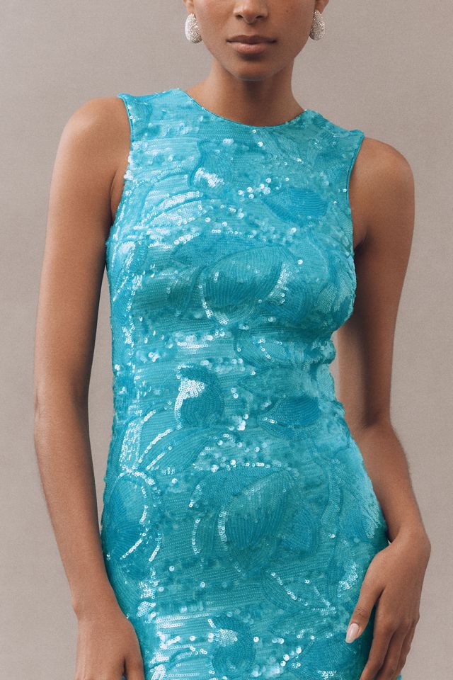 Helsi Alex Sleeveless High-Neck Floral Sequin Slim Midi Dress #2
