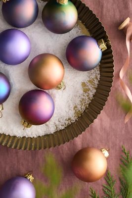 Pearlescent Mini Bauble Ornaments, Set of 9