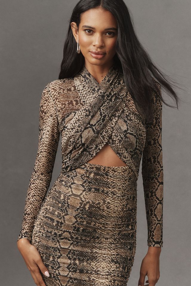 Bardot Aliyah Long-Sleeve Cut-Out Printed Midi Dress #3