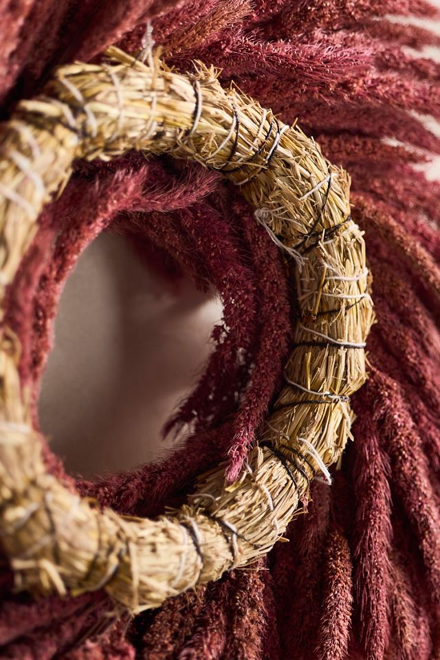 Burgundy Umbrella Sedge Dried Wreath #2