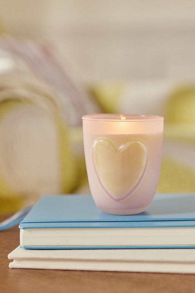 in Heart HoneyWhite オードパルファム 40ml Frosted Heart Fruity Clementine & Jasmine Glass Candle | AnthroHome