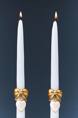 Valentine's Day Bow Charm Tapers, Set of 2
