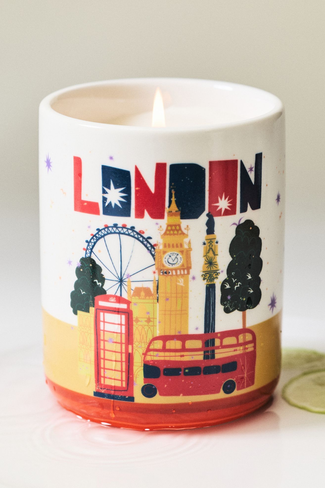 Daniella Manini x Anthropologie Woody Spring Rain & Bright Bergamot Boxed Ceramic Candle - Mustard, Standard, S
