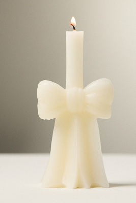 Anthropologie Bow Shaped Wax Candle In White