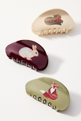 By Anthropologie Assorted Icon Hair Claw Clips, Set Of 3 In Sand