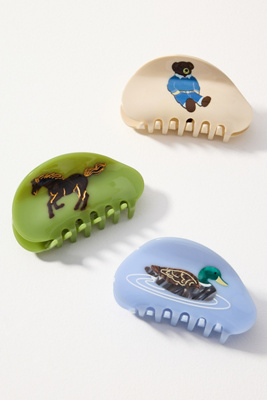 By Anthropologie Assorted Icon Hair Claw Clips, Set Of 3 In Multi