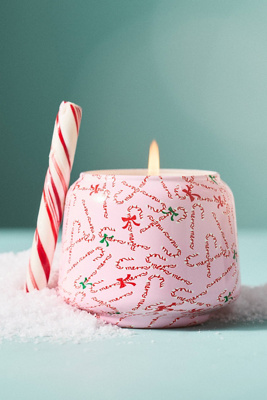 Anthropologie The Mini Gather Candle By : Peppermint Stick In Pink