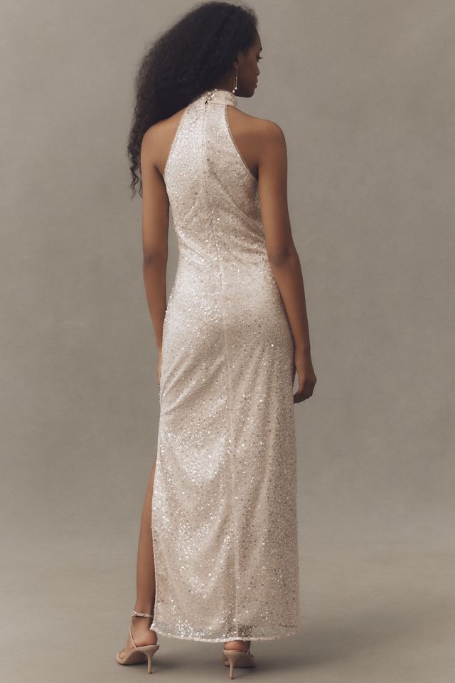 BHLDN High-Neck Sequin Slim Maxi Dress #1