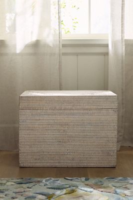 Handwoven Rattan Rectangular Hinged Trunk