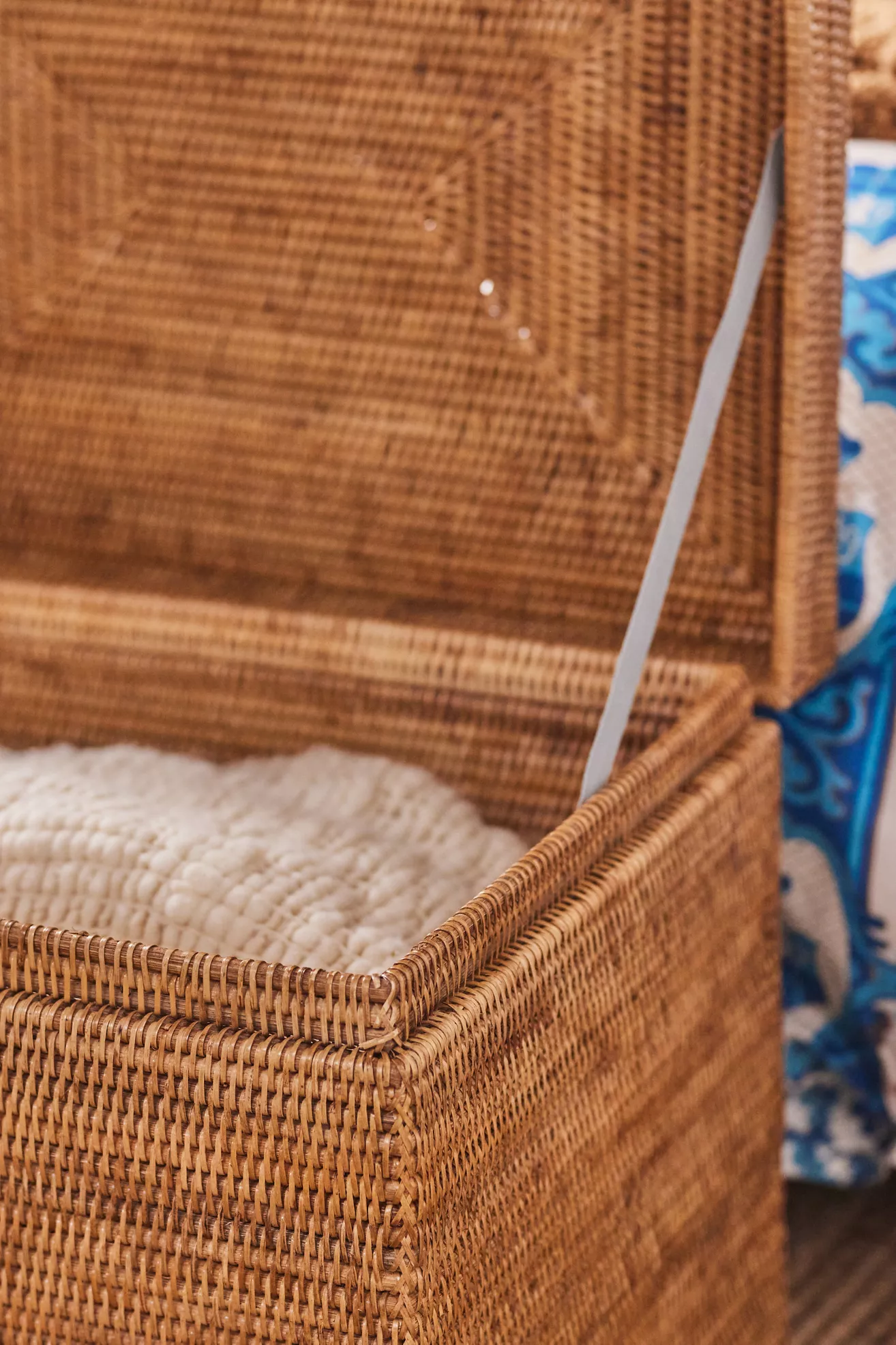 Handwoven Rattan Rectangular Hinged Trunk - thumbnail 4