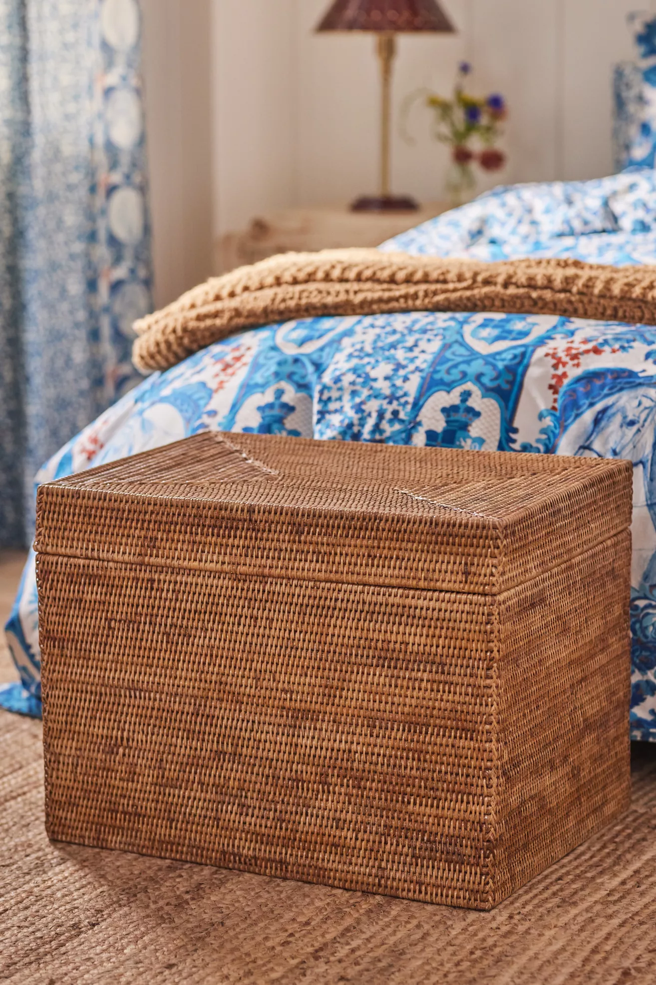 Handwoven Rattan Rectangular Hinged Trunk - thumbnail 3
