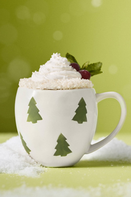 Anthropologie Vida Icon Stoneware Mug: Holiday Edition In White