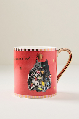 Anthropologie Caroline Holiday Creature Comforts Mug In Red