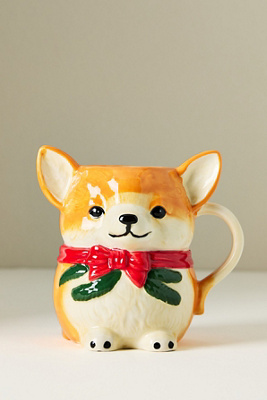 Anthropologie Peluche Pet Stoneware Mug In Gold