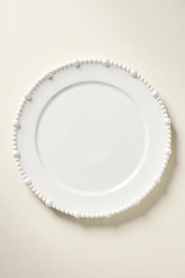 Anthropologie Perla Stoneware Dinner Plates, Set Of 4 In White