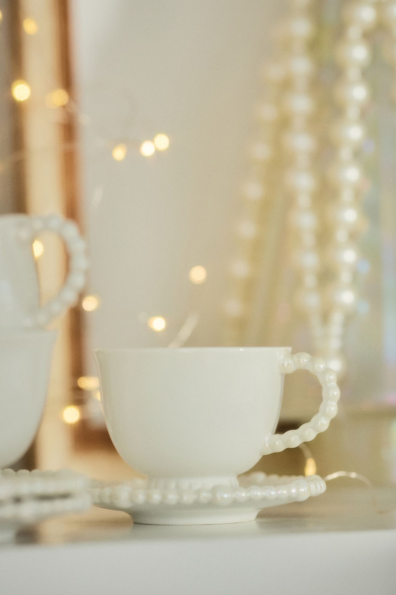 Perla Stoneware Espresso Cup and Saucer - Ivory, Standard, One Size