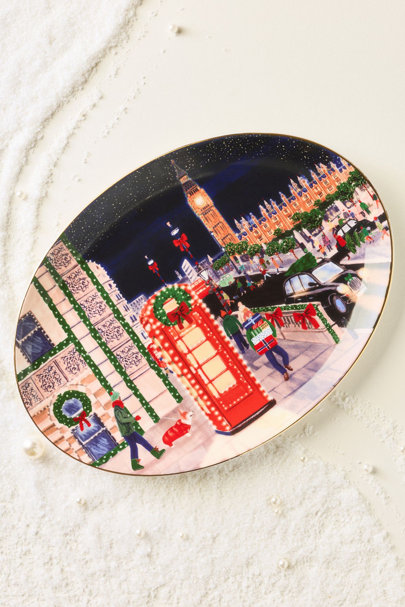 Holiday in the City Stoneware Platter - London, Standard, One Size