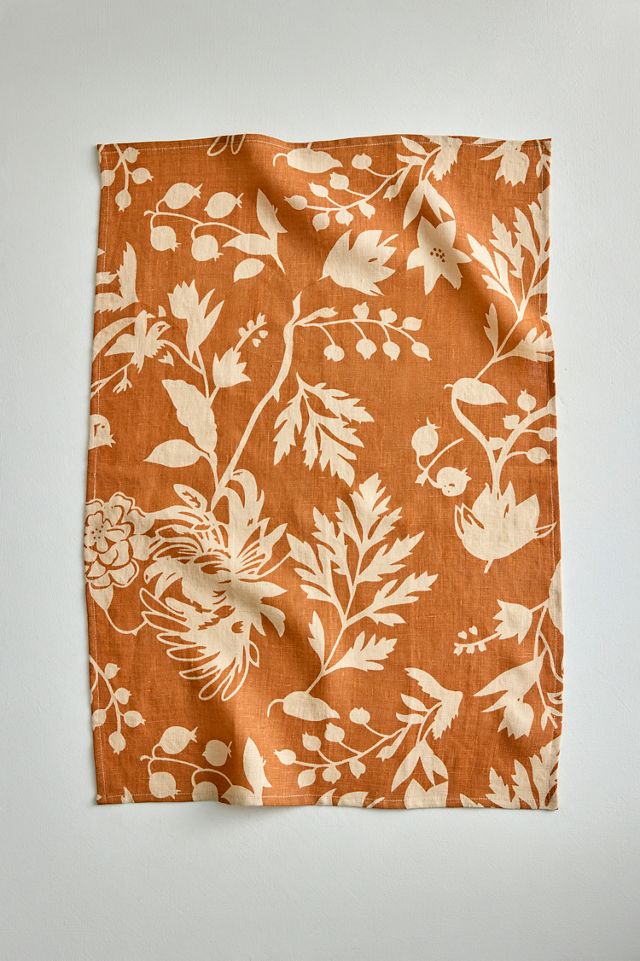 Autumn Botanical Linen Dish Towel #2